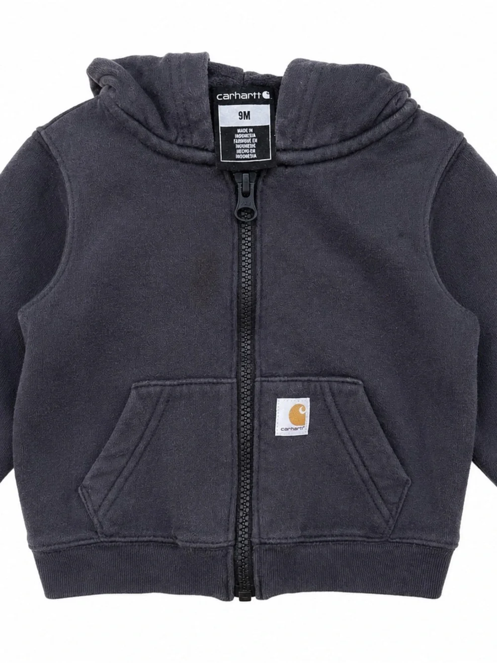 Carhartt Toddler Black Zip-Up Hoodie with Logo Patch